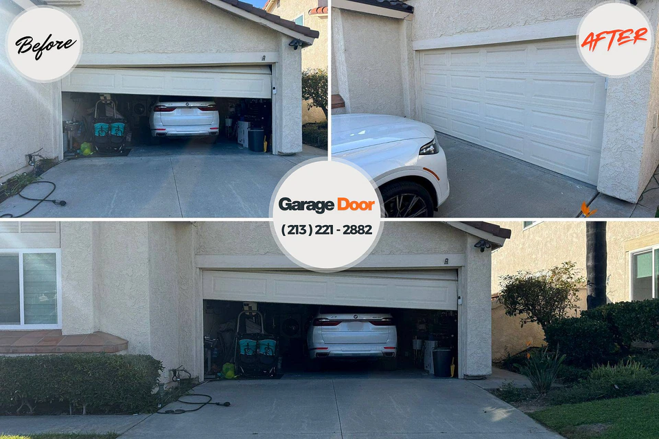 Before and after: garage door repair Yellow Springs, OH